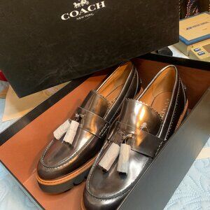 Coach Irvine Mirror Gunmetal Loafers NIB Size 8.5